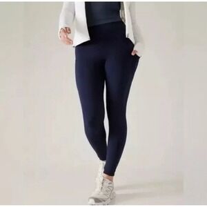 ATHLETA Altitude Tight In Polartec Power Stretch #486200 Size Small Petite‎ Navy
